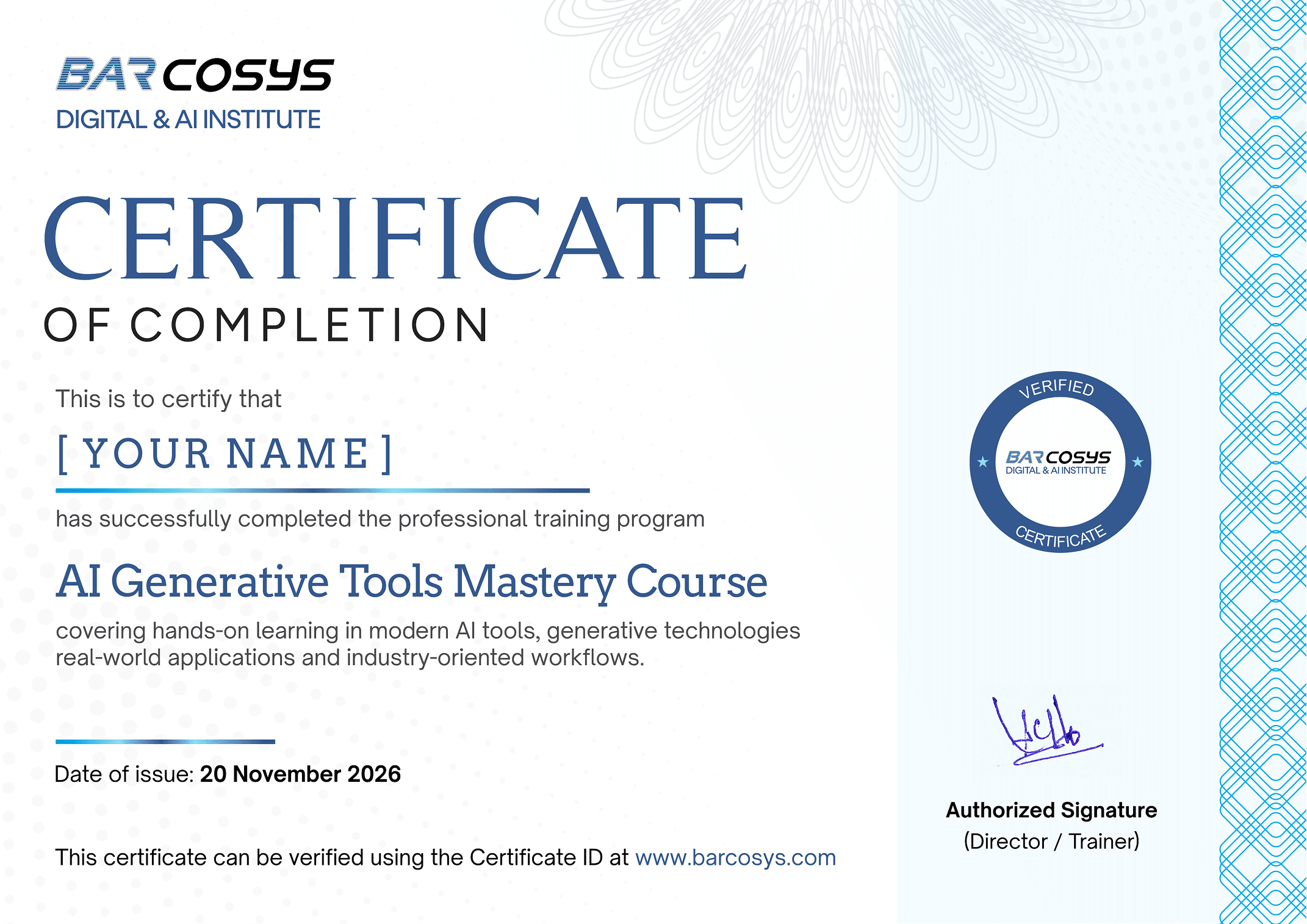 AI Masterclass Certificate